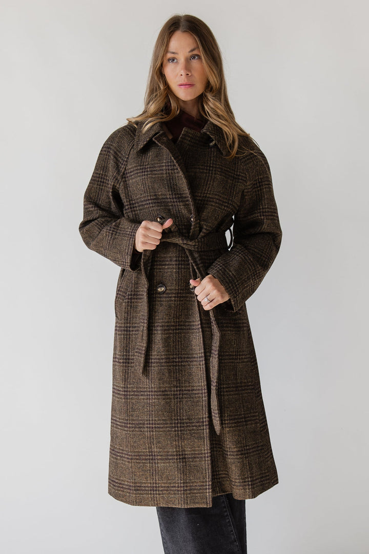 ASTR The Label Seeley Coat - Brown Plaid - JO+CO