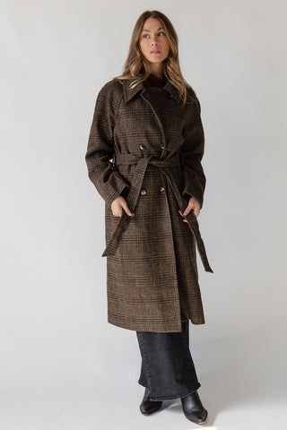 ASTR The Label Seeley Coat - Brown Plaid - JO+CO