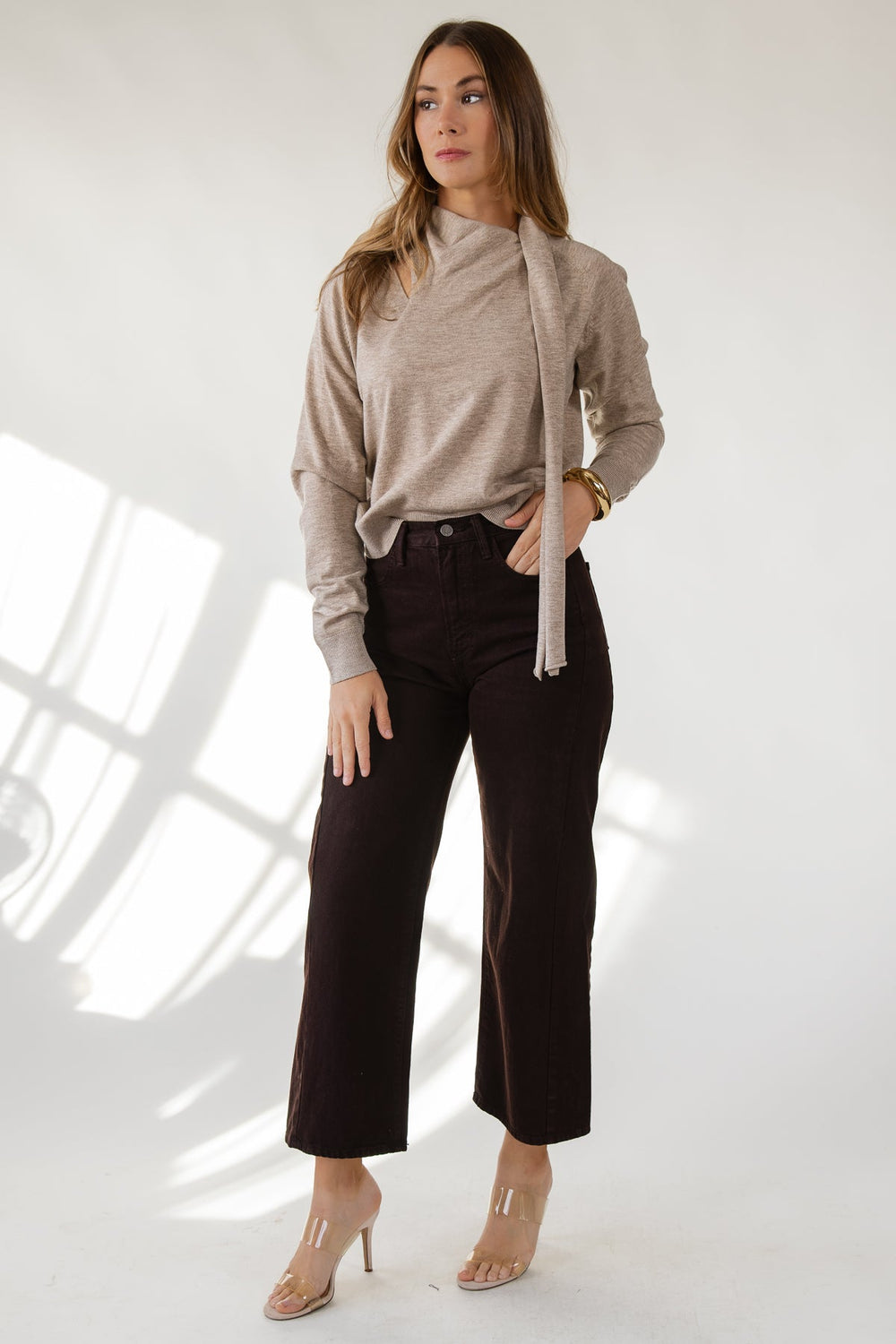 ASTR The Label Silvana Taupe Sweater - JO+CO