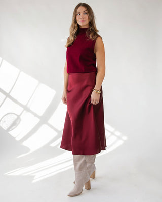 ASTR The Label Windey Midi Skirt - Wine - JO+CO