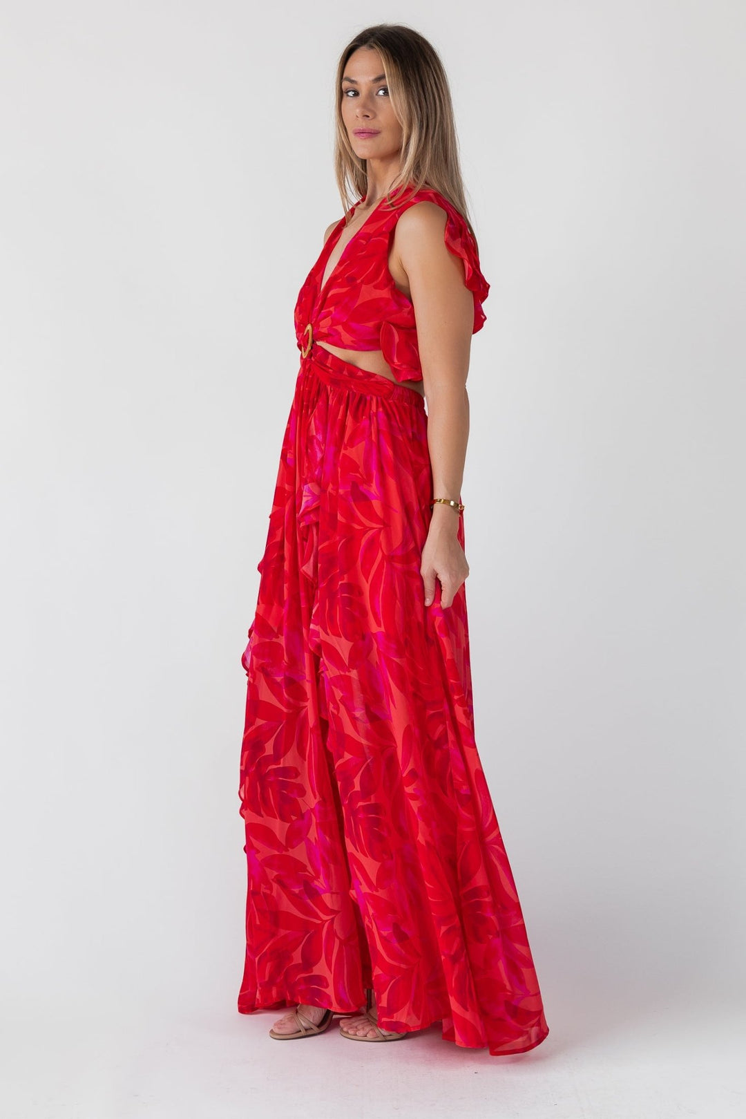 Athena Red Cutout Maxi Dress - Final Sale - JO+CO