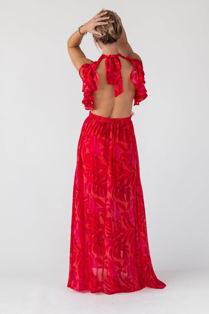 Athena Red Cutout Maxi Dress - Final Sale - JO+CO