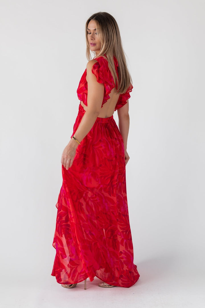 Athena Red Cutout Maxi Dress - Final Sale - JO+CO