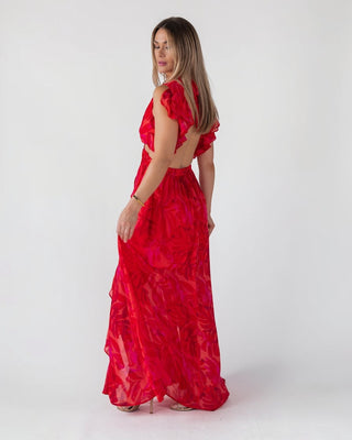 Athena Red Cutout Maxi Dress - Final Sale - JO+CO