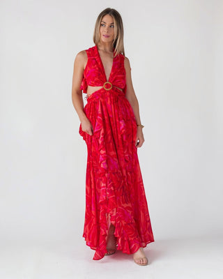 Athena Red Cutout Maxi Dress - Final Sale - JO+CO