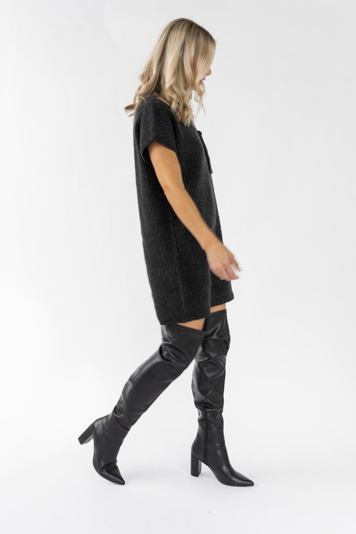 Autumn Ease Sweater Dress - Black - JO+CO