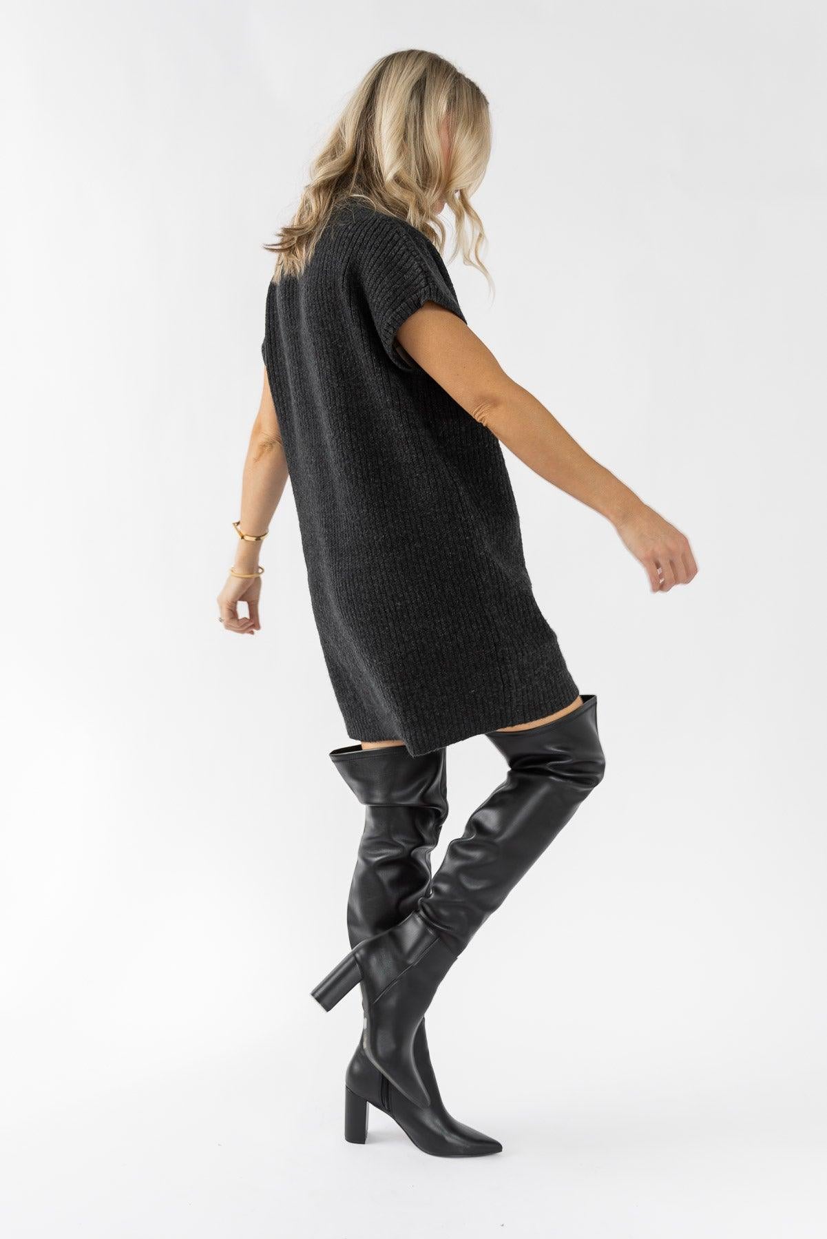 Autumn Ease Sweater Dress - Black - JO+CO