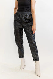 Best Harvest Faux Leather Casual Jogger - BLACK - FINAL SALE - JO+CO