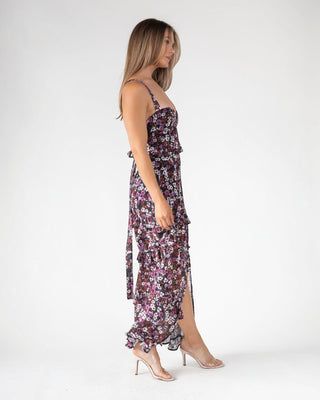 Black Floral Ruffle Maxi Dress - Final Sale - JO+CO