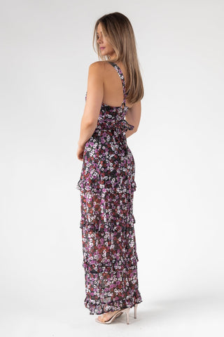 Black Floral Ruffle Maxi Dress - Final Sale - JO+CO