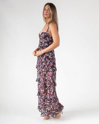 Black Floral Ruffle Maxi Dress - Final Sale - JO+CO
