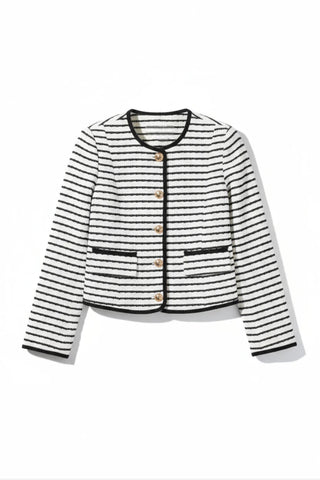 Blake White Knit Stripe Top - JO+CO