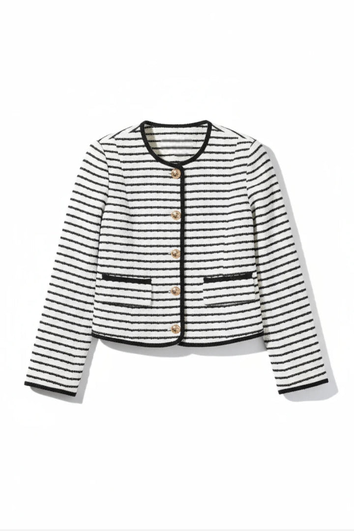 Blake White Knit Stripe Top - JO+CO