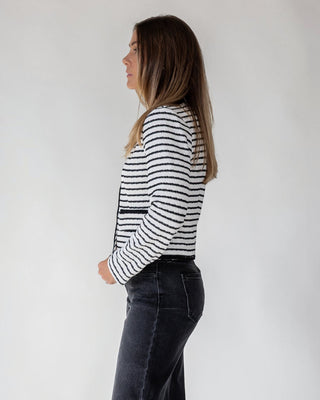 Blake White Knit Stripe Top - JO+CO