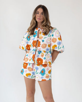 Bloom Burst Floral Jacquard Shorts - Final Sale - JO+CO