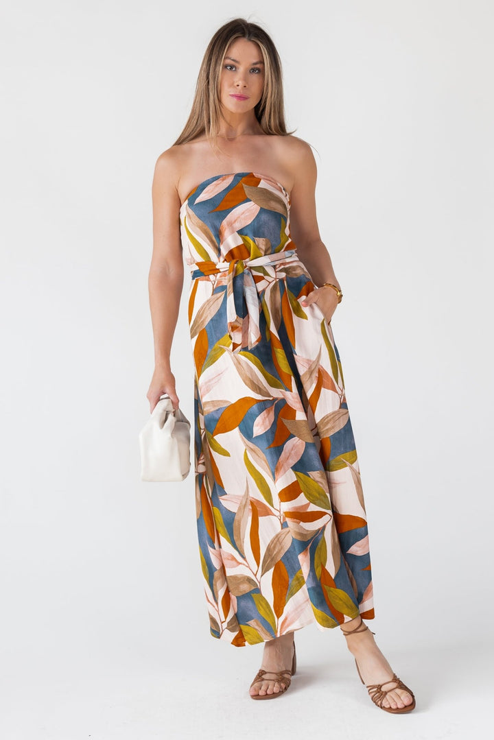 Blue Strapless Wrap Maxi Dress - Final Sale - JO+CO