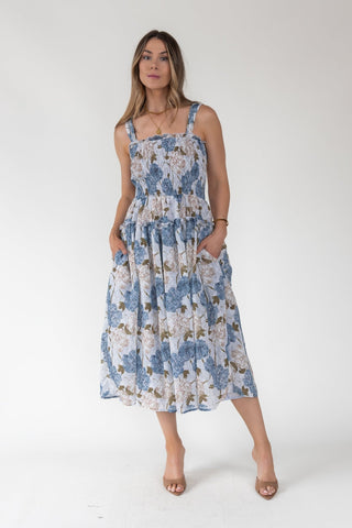 Bluebell Bloom Smocked Midi Dress - Final Sale - JO+CO