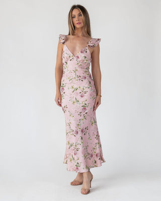 Blush Floral Flutter Strap Maxi Dress - Final Sale - JO+CO