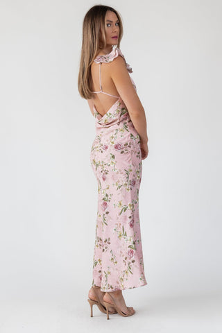 Blush Floral Flutter Strap Maxi Dress - Final Sale - JO+CO