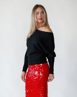 Brandie Black Rib Knit Sweater - Final Sale - JO+CO