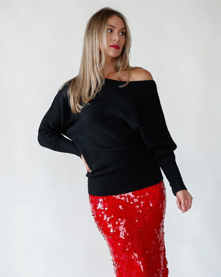 Brandie Black Rib Knit Sweater - Final Sale - JO+CO