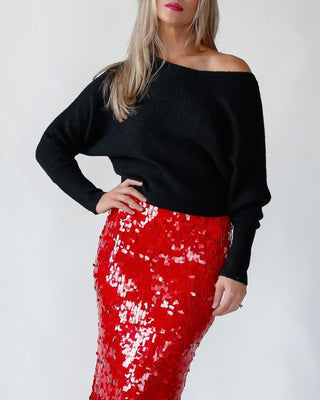 Brandie Black Rib Knit Sweater - Final Sale - JO+CO