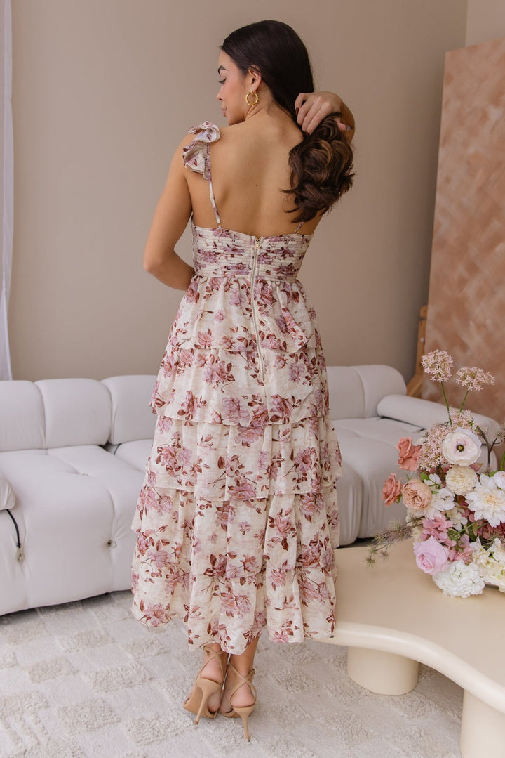 Bria Mauve Floral Print Dress - Final Sale - JO+CO