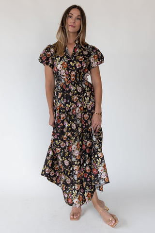 Britton Chocolate Floral Maxi Dress - JO+CO