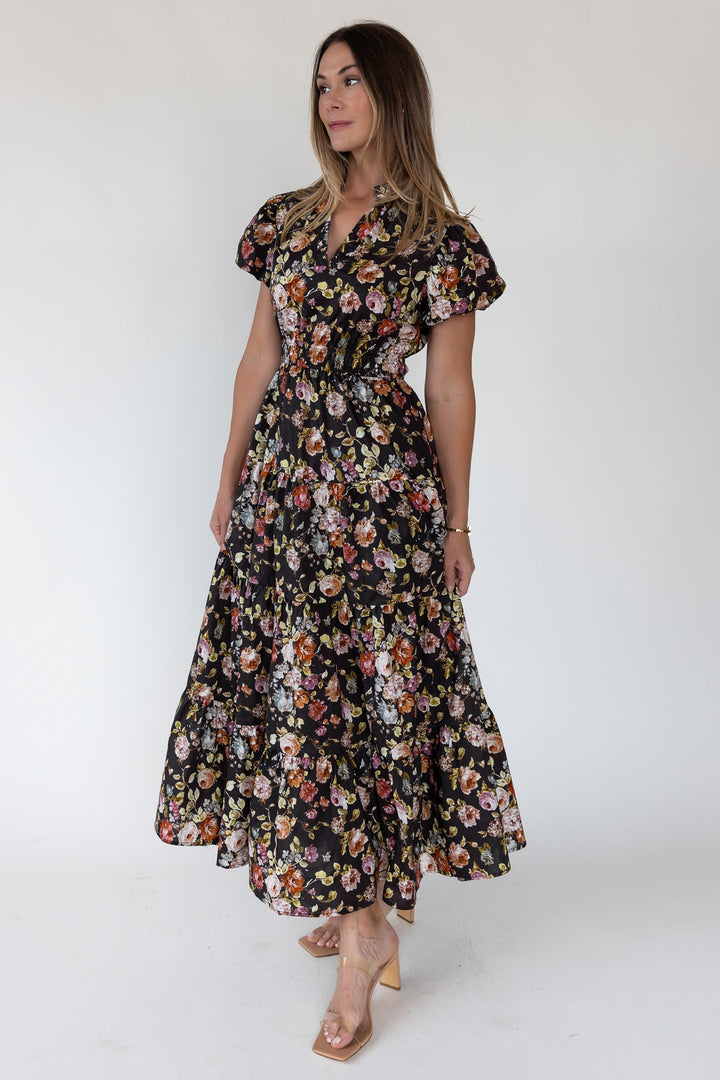 Britton Chocolate Floral Maxi Dress - JO+CO