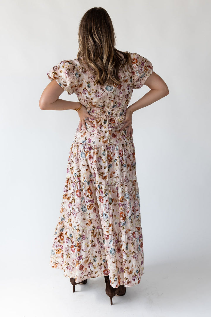 Britton Ecru Floral Maxi Dress - JO+CO