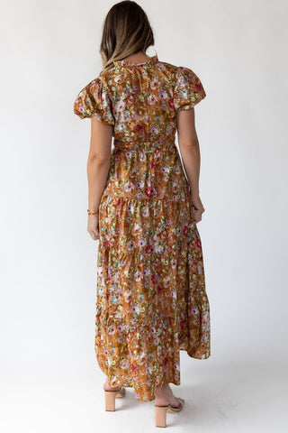 Britton Terracotta Floral Maxi Dress - JO+CO