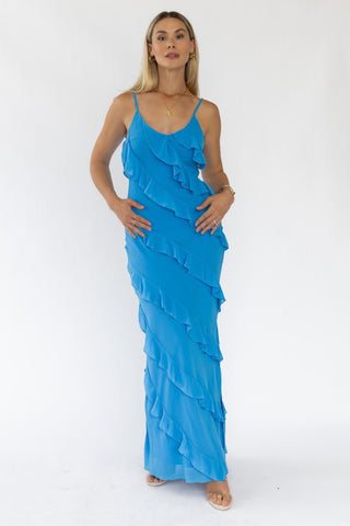 Caelyn Blue Tiered Maxi Dress - Final Sale - JO+CO