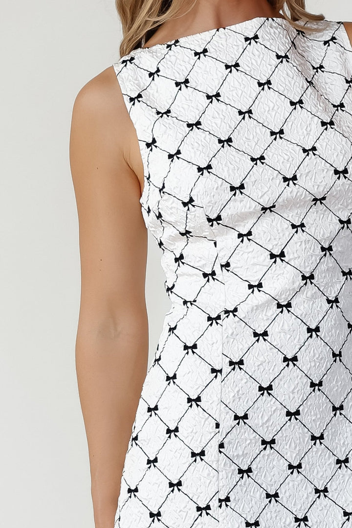 Carmine Ivory Bow Mini Dress - Final Sale - JO+CO
