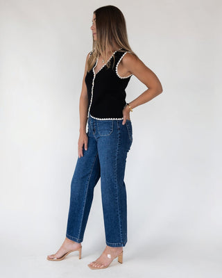 Caroline Black Scallop Sweater Vest - Final Sale - JO+CO