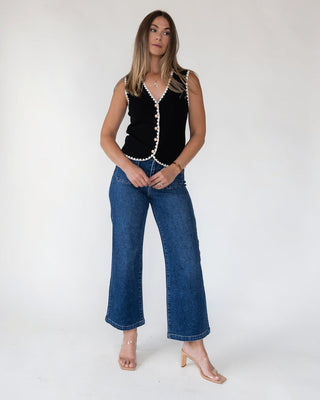 Caroline Black Scallop Sweater Vest - Final Sale - JO+CO