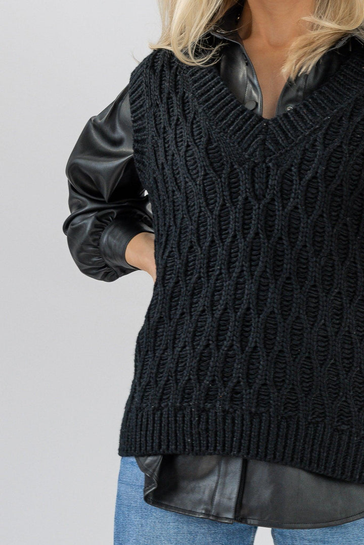 Cozy Chalet Sweater Vest - Black - JO+CO