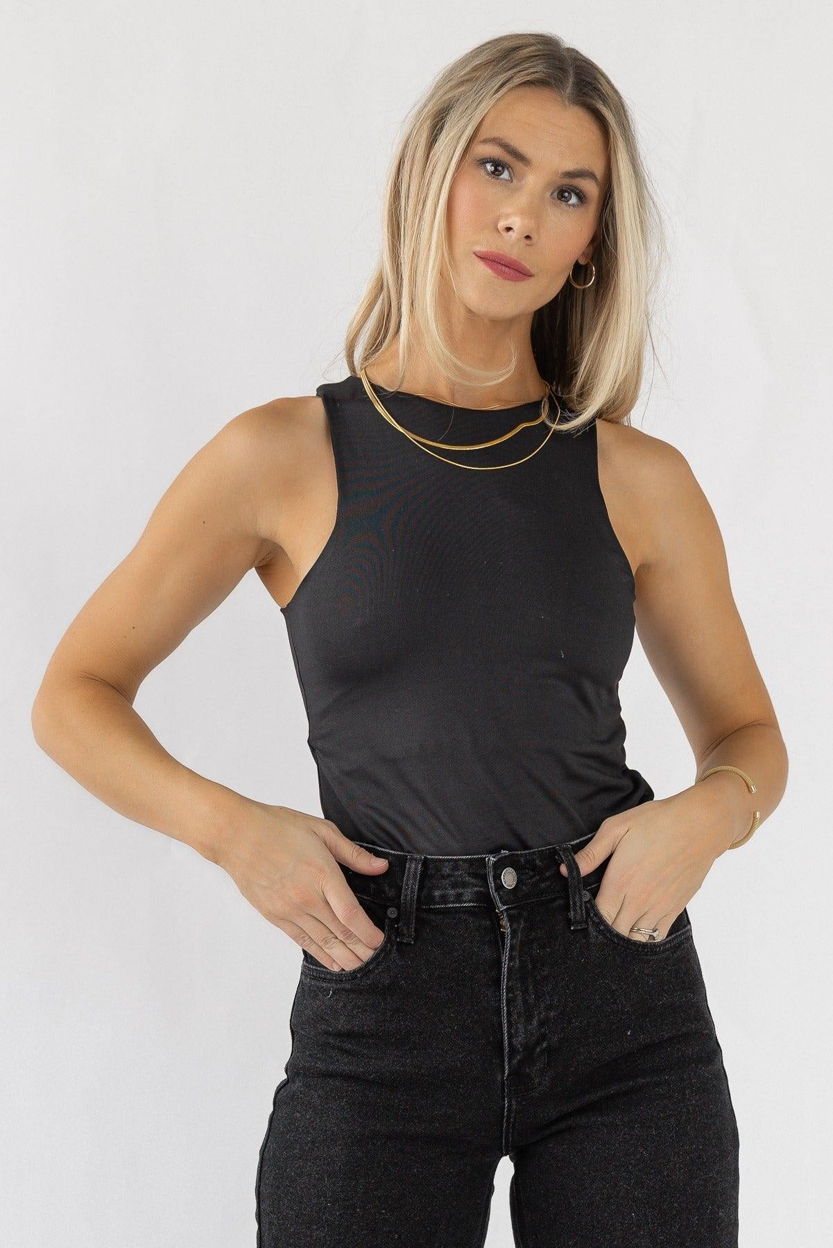 Dalia Sleeveless Bodysuit - Black - JO+CO