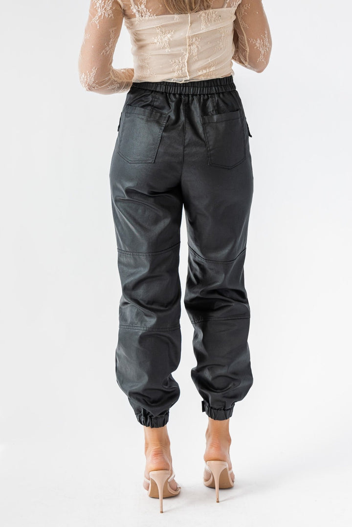 Dane Black Coated Cargo Pants - Final Sale - JO+CO