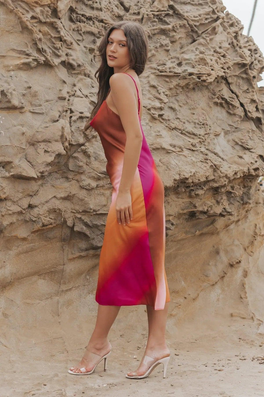 Delilah Gradient Satin Midi Dress - JO+CO