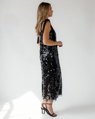 Della Black Sequin Embellish Midi Dress - Final Sale - JO+CO