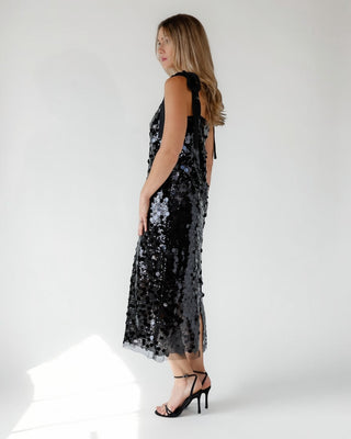 Della Black Sequin Embellish Midi Dress - Final Sale - JO+CO