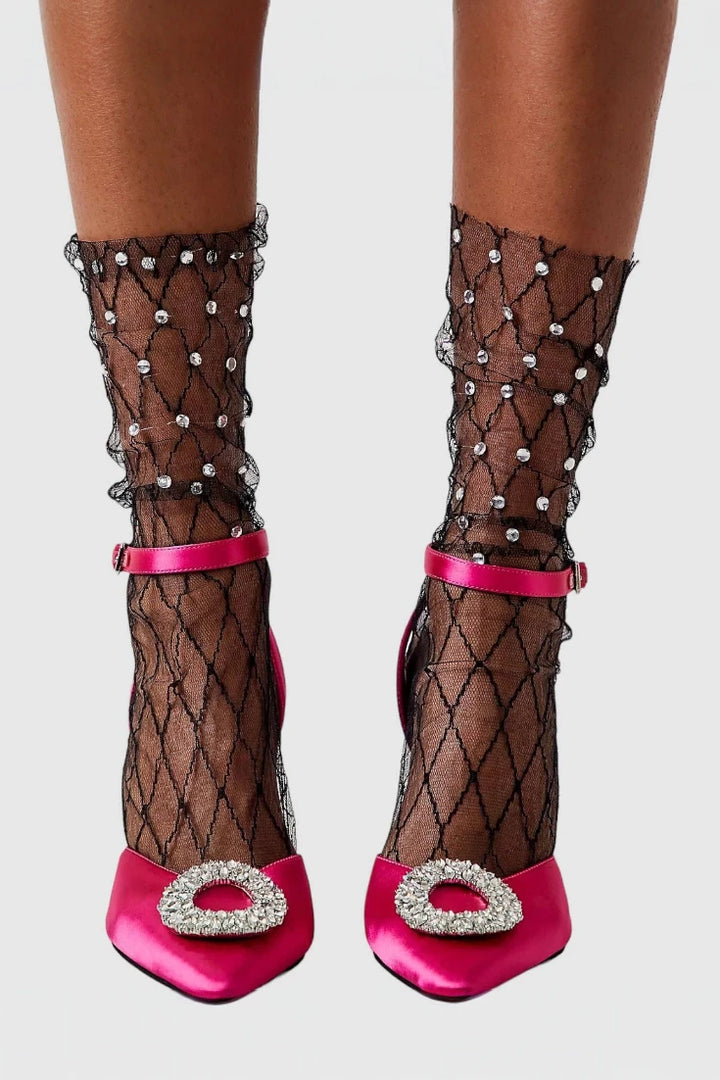 Diamonds and Pearls Sheer Socks - Black