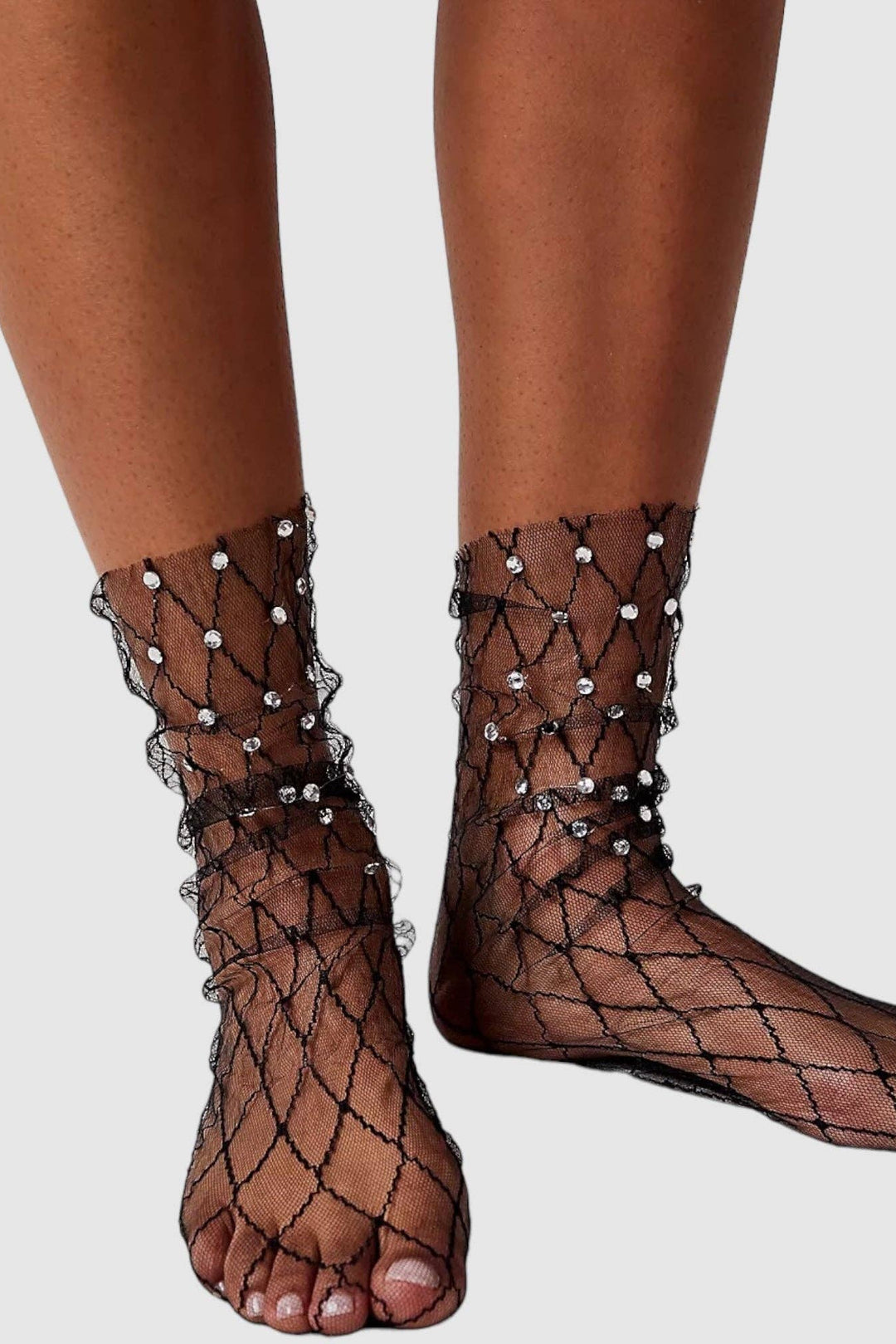 Diamonds and Pearls Sheer Socks - Black - JO+CO