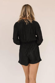 Ebony Black Plisse Top & Shorts Set - JO+CO