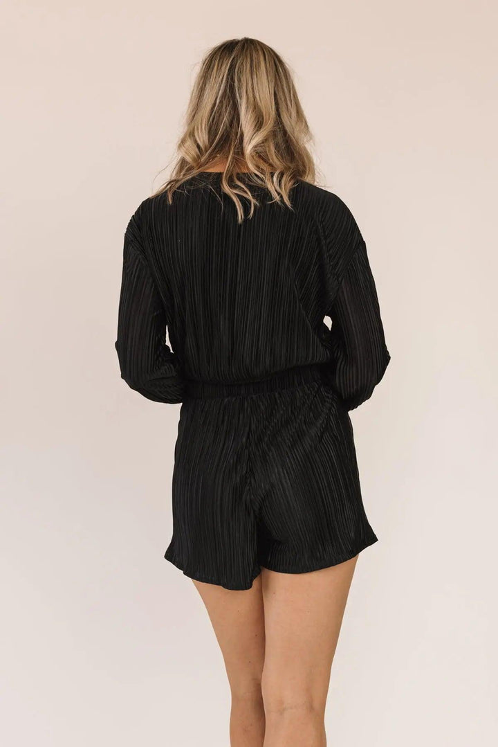 Ebony Black Plisse Top & Shorts Set - JO+CO