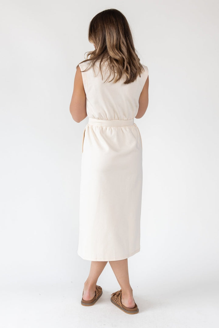 Elle Cream Knit Zip Midi Dress - Final Sale - JO+CO