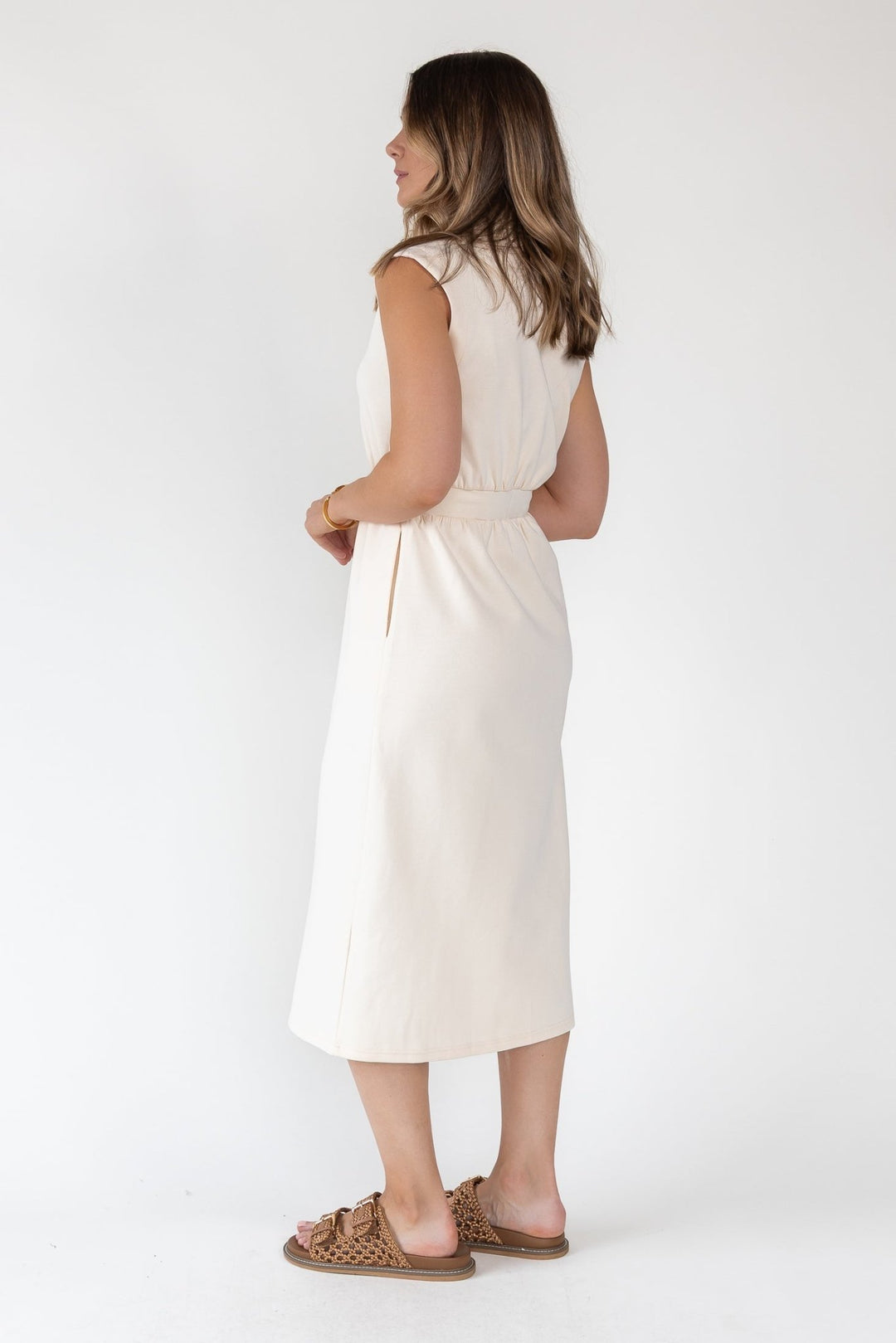 Elle Cream Knit Zip Midi Dress - Final Sale - JO+CO