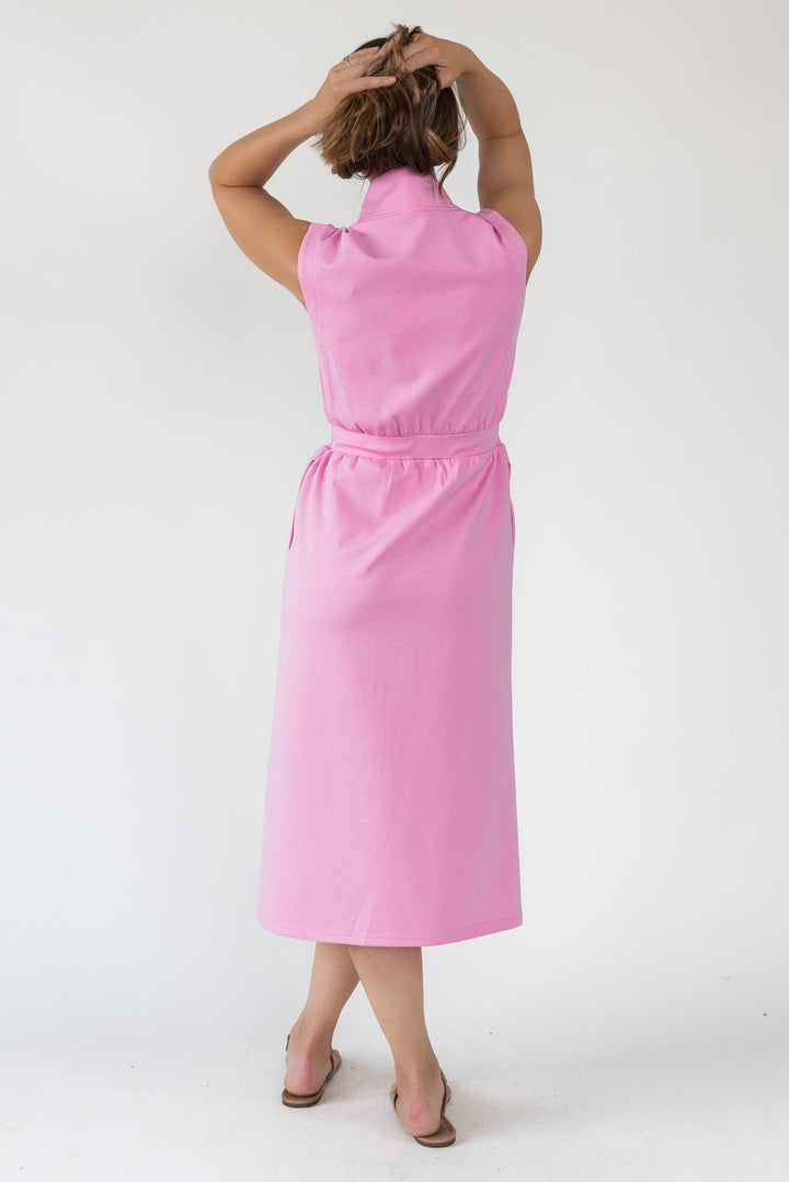 Elle Pink Knit Zip Midi Dress - Final Sale - JO+CO