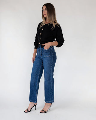 Fallon Black Button Knit Cardigan - JO+CO