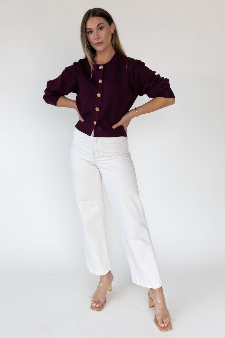 Fallon Burgundy Button Knit Cardigan - Final Sale - JO+CO